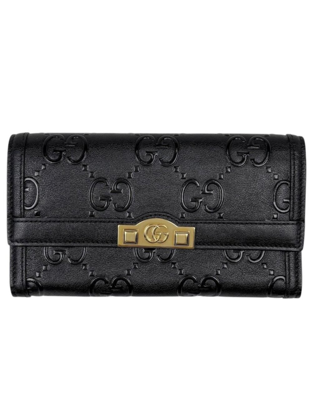 Gucci Wallet GG Embossed Bifold Leather Black